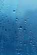 Natural water drops on glass