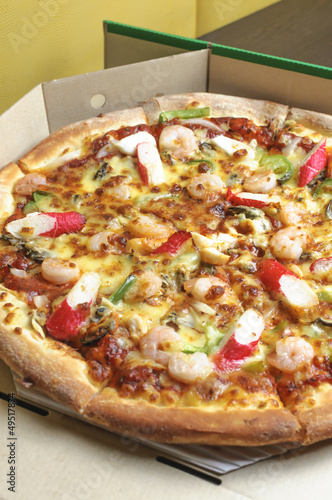 Photo: Seafood pizza in a box Seafood pizza in a box