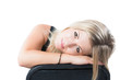 portrait of beautiful  woman with blondy hair on isolated
