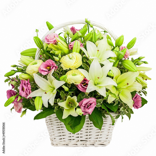 Photo: flower composition in basket flower composition in basket