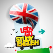 Let's go study English background, vector Eps10 illustration.