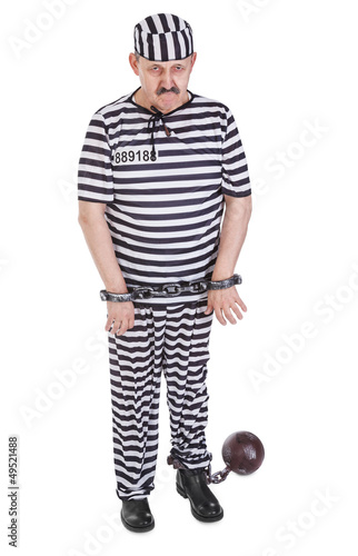 Photo: very sad prisoner with ball and chain very sad prisoner with ball and chain