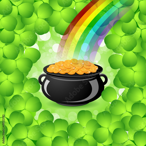 Vector: St. Patricks Day Cauldron with Gold Coins St. Patricks Day Cauldron with Gold Coins