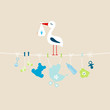 Stork Baby Boy Hanging Symbols Buggy