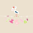 Stork Baby Girl Hanging Symbols Buggy