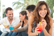 Happy Woman Drinking Cocktail