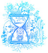 Vector: Sketchy doodles with stressed man in hourglass Sketchy doodles with stressed man in hourglass
