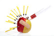 Red apple and syringes