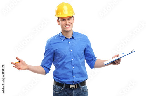 Photo: Young engineer gesturing Young engineer gesturing