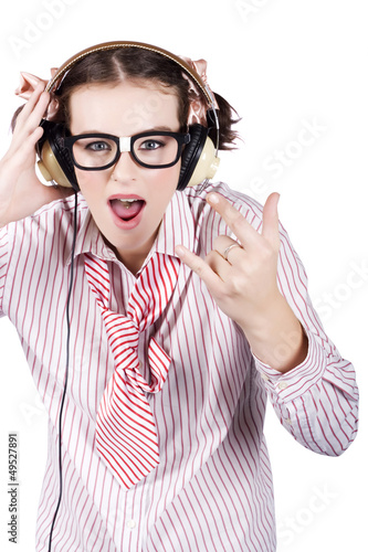 Photo: Cool Music Nerd Rocking Out To Metal On Headphones Cool Music Nerd Rocking Out To Metal On Headphones