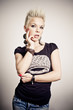 fashion model woman posing, big earrings