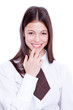 school girl wearing old style formal clothes - isolated