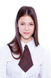 teen school girl wearing old style formal clothes