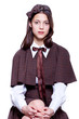 teen school girl wearing old style formal clothes