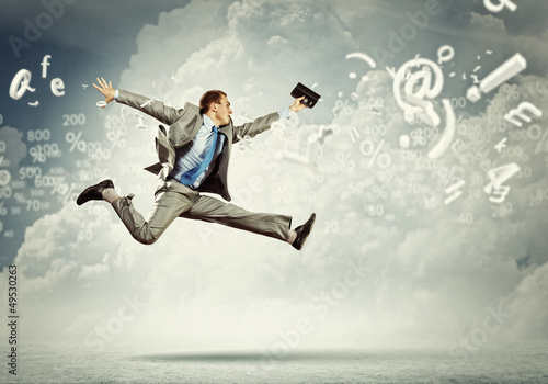 Photo: Image of running businessman Image of running businessman