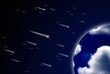 Illustration: Meteor shower to the earth Meteor shower to the earth