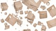 Parcels falling down on white background