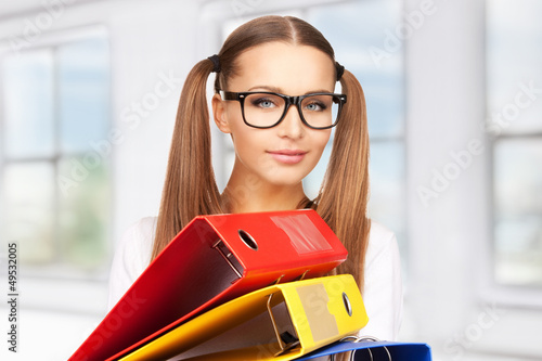Photo: woman with folders woman with folders