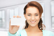 woman with business card