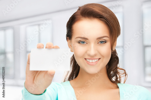 Photo: woman with business card woman with business card