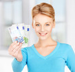 woman with euro cash money