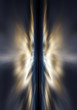 Rays of light against a blue background