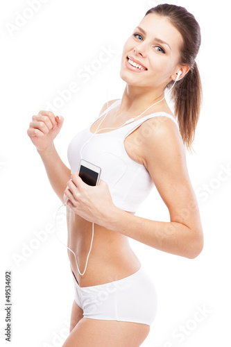 Photo: Beautiful slim woman on white background Beautiful slim woman on white background