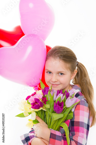 Photo: kind mit luftballons und blumen kind mit luftballons und blumen