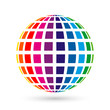 Colorful world logo with vertical stripes