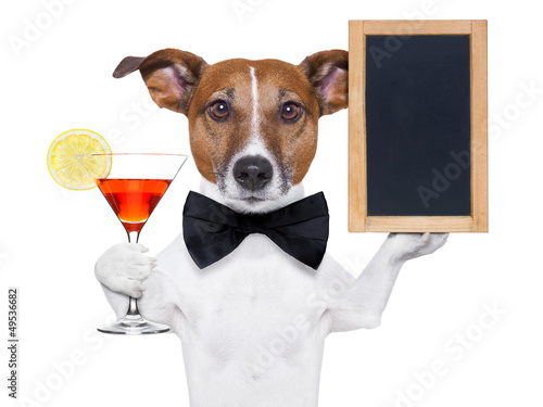Photo: cocktail dog with blackboard cocktail dog with blackboard