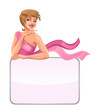 Vector: Girl in pink with blank banner Girl in pink with blank banner