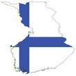 Country outline with the flag of Finland