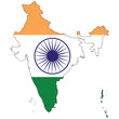 Country outline with the flag of India
