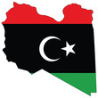 Country outline with the flag of Libya