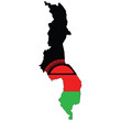Country outline with the flag of Malawi
