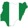 Country outline with the flag of Nigeria