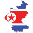 Country outline with the flag of North Korea