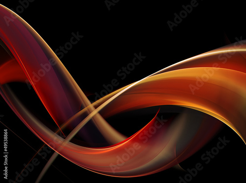 Illustration: Abstract fiery waves on black background Abstract fiery waves on black background
