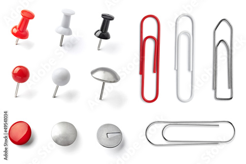 Photo: push pin thumbtack paper clip office business push pin thumbtack paper clip office business