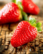 Strawberry over Wooden Background. Strawberries close-up