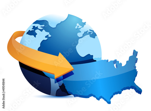Illustration: globe US map globe US map