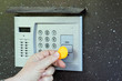   uses intercom in steel door