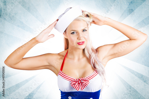 Photo: Lovely American Pinup Woman In Military Fashion Lovely American Pinup Woman In Military Fashion