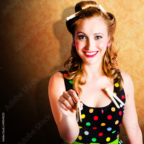 Photo: Portrait Of A Happy Pin Up Cleaning Woman Portrait Of A Happy Pin Up Cleaning Woman