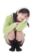 Photo: Little girl kneeling down, resting Little girl kneeling down, resting