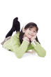 Photo: Eleven year old girl lying on floor relaxing Eleven year old girl lying on floor relaxing