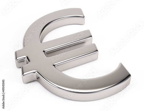 Illustration: 3d Metal euro symbol - 3d render 3d Metal euro symbol - 3d render