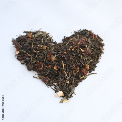 Photo: Heart shaped heap of tea Heart shaped heap of tea