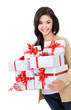 Photo: beautiful girl with a gift boxes beautiful girl with a gift boxes