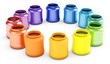 3d rainbow color circle of jars